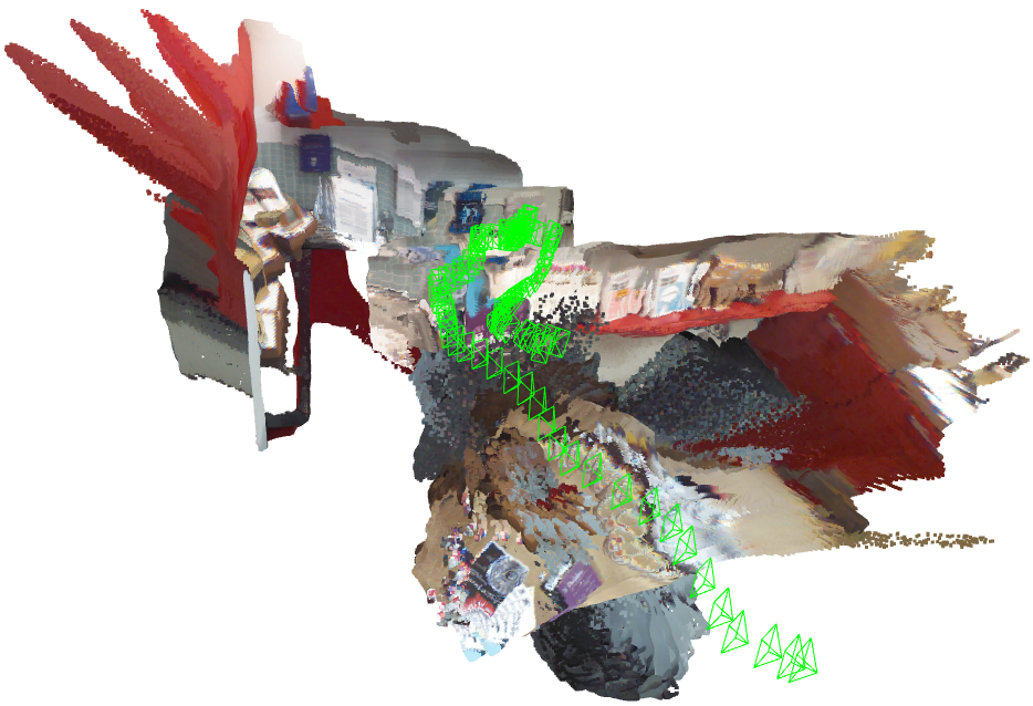 Paper qualitative reconstruction: CUT3R · Red Kitchen · seq-03
